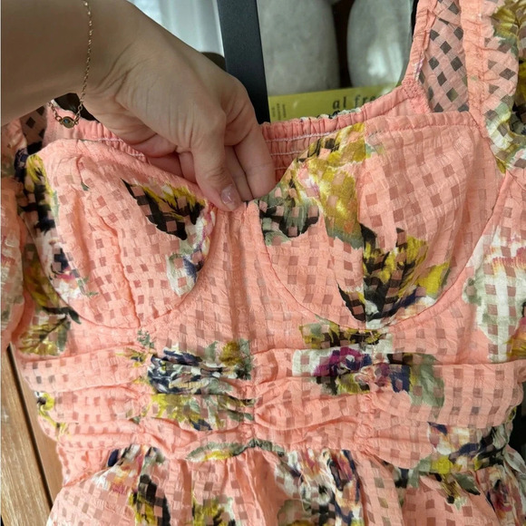 Buddy Love Mini Dress Irish Rose peach sweetheart short sleeve tiered ruffles - Picture 5 of 11